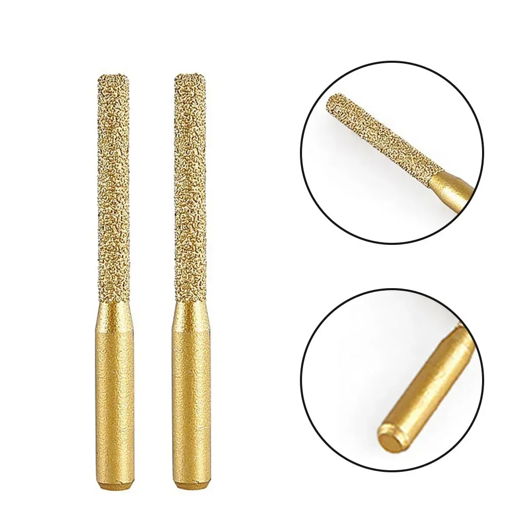 2pcs 6.35mm Brazing Diamond Router Bits Straight Shank Milling Cutter For Quartz Stone Marble Granite Ceramic Tile Carving Tools