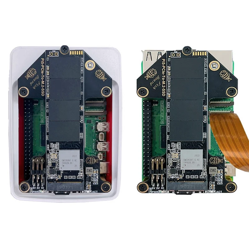 ABGR-For Raspberry Pi 5 Adapter Board Pcie To M.2 Nvme SSD Adapter Board Compatible With Pi5 Official Case And DSI/CSI Cable