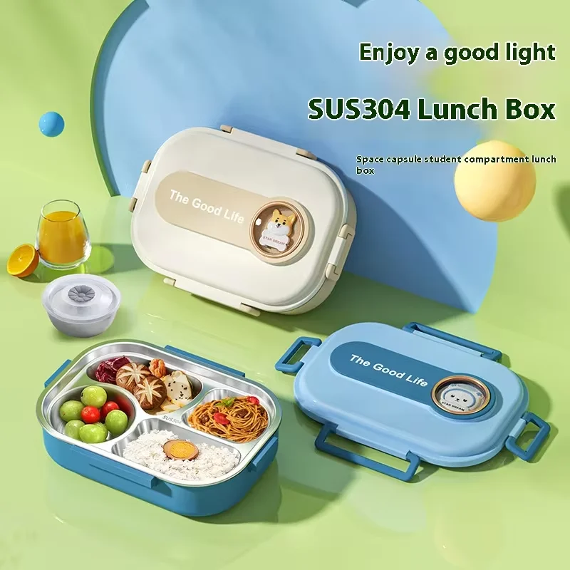 304 Stainless Steel Insulated Lunch Box Household Students Office Food Grade Compartmentalized Lunch Box Can Be Microwave Heated