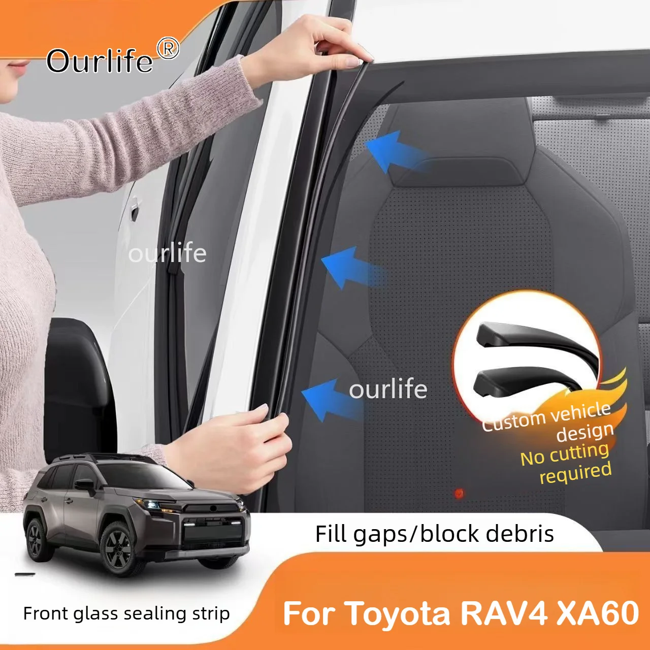 For Toyota RAV4 XA60 2026 2027 2028 Car Front Windshield Sealing Strip Silicone Seal Dustproof Noise Reduction Auto Accessories