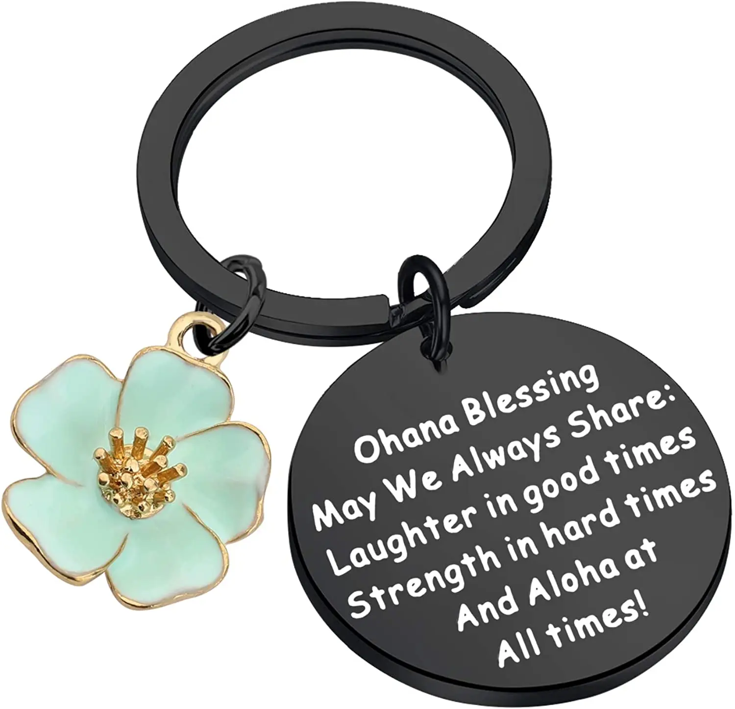 Ohana Keychain Blessing Gifts Hibiscus Charm Keychain Hawaiian Ohana Jewelry Gift for Family Boys Girls