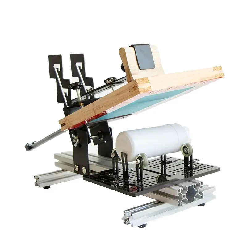 Adjustable Manual Curved Surface Screen Printing Machine for Cylindrical Cups Bottles Tubes, 1.3-27cm Diameter