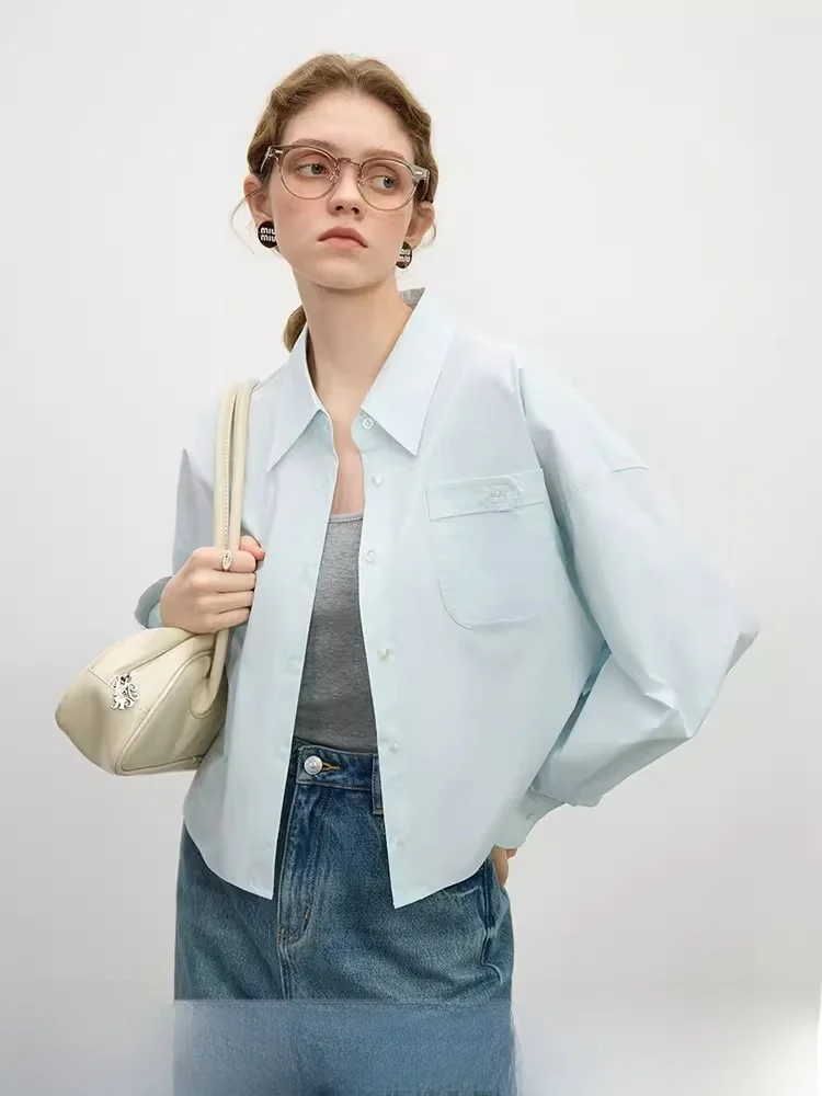 

Spring 2025 Women's Cotton irt ort Loose Long Sve Breathable Comfortable Casual Sle Pure Color Commute Sle irt