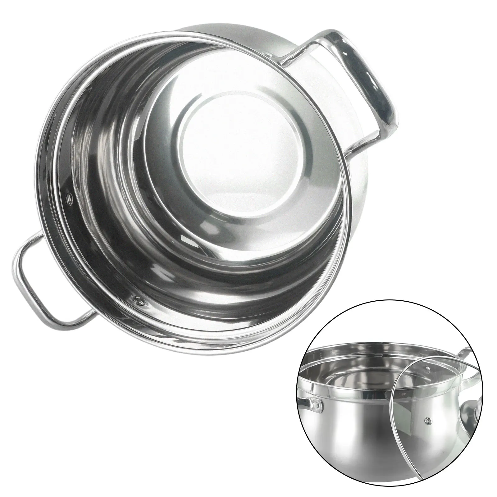 Cooking Pots Soup Pot Stockpot Stainless Steel With Glass Lid Kitchen Accessories Kitchen Tool Portable Useful