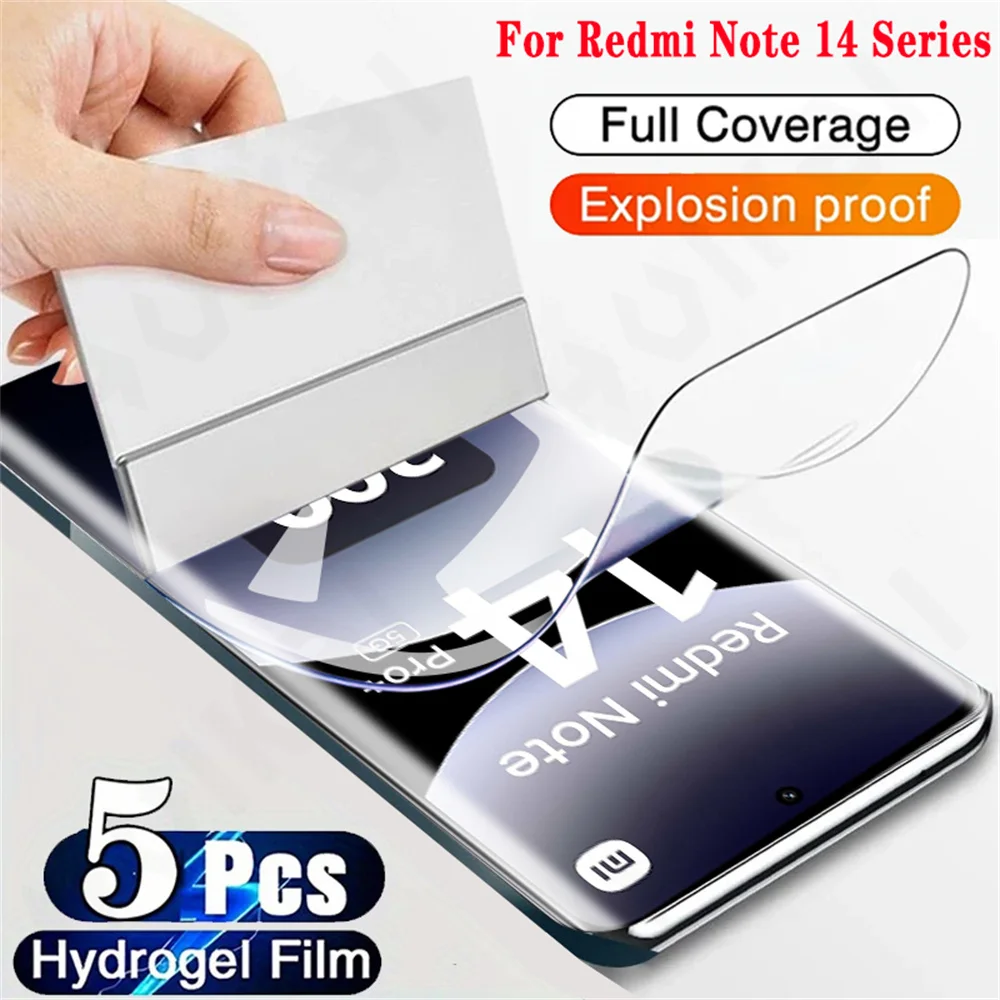 5 Pcs Hydrogel Film Screen Protector For Redmi 14C Note 14 13 12 5G Xiaomi Poco F6 X6 X5 Pro 14T Pro Pro Screen Protector Film