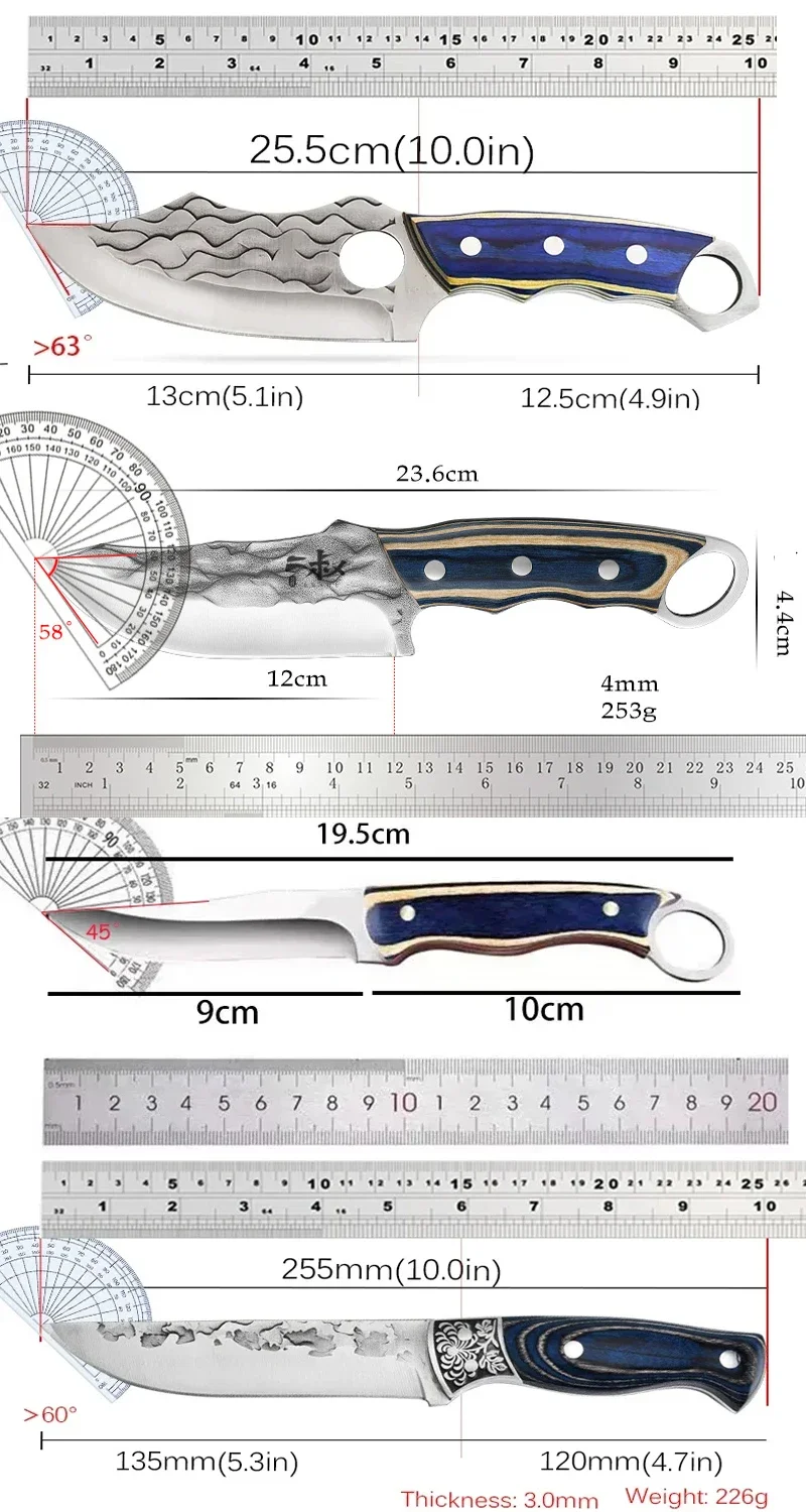 Stainless Steel Handmade forged Knife for Kitchen Cooking Household Fruit Vegetables Knife Meat Cleaver Butcher Utility Knife