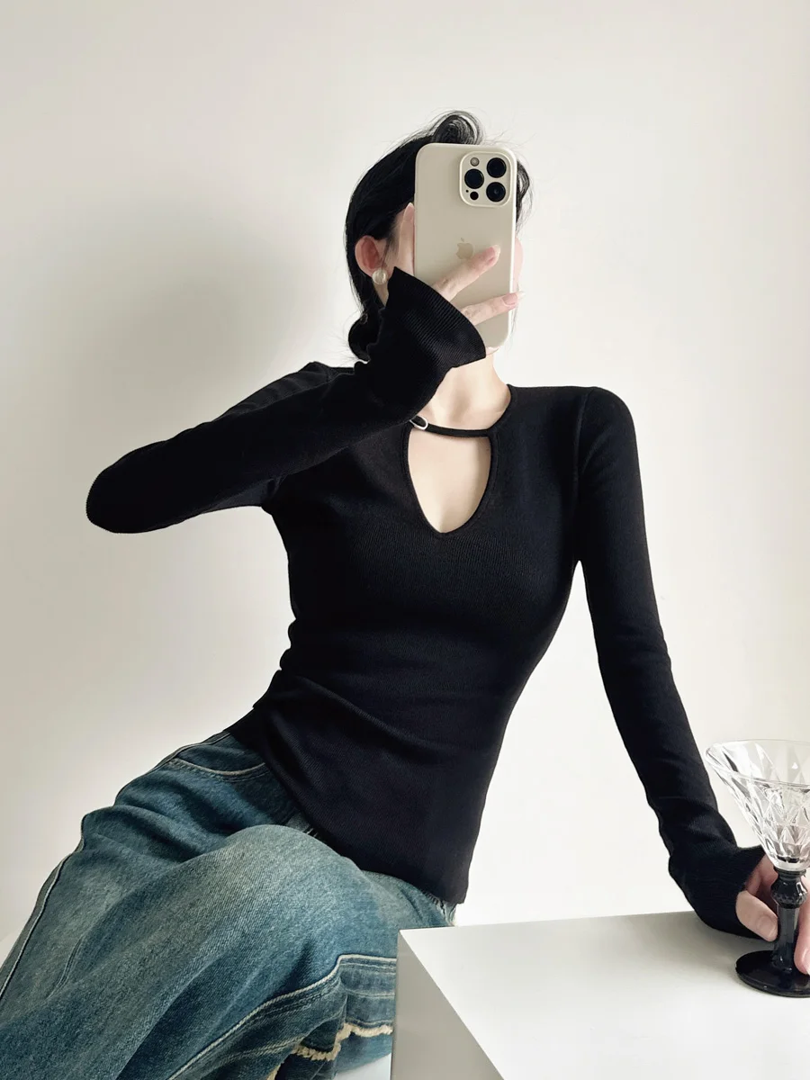 

Bla U-Ne Knitted Sweater Women's Autumn Winter Slim Fit Base Layer irt Design Sensation Small ence T-irt Top