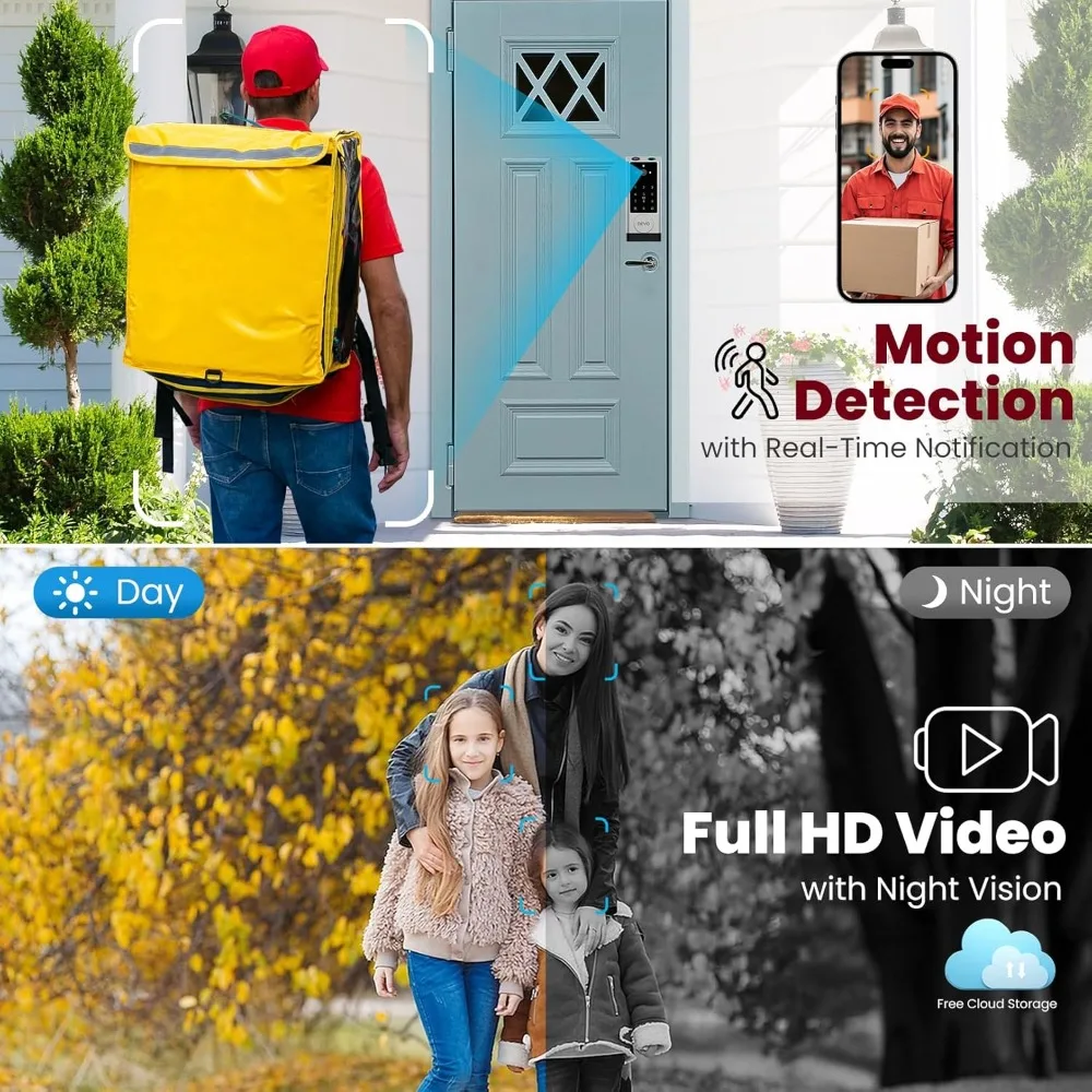 DEVO G1 Video Smart Lock with Camera & Doorbell, 6-in-1 Keyless Entry Door Lock with Fingerprint, App Remote, Auto Locks, Built-