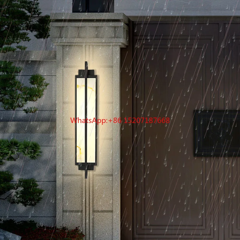 Stainless Steel LED Wall Lamp AC110V 220V Outdoor Waterproof Imitated Marble Porch Light For Courtyard Street Path Sconce Adorn