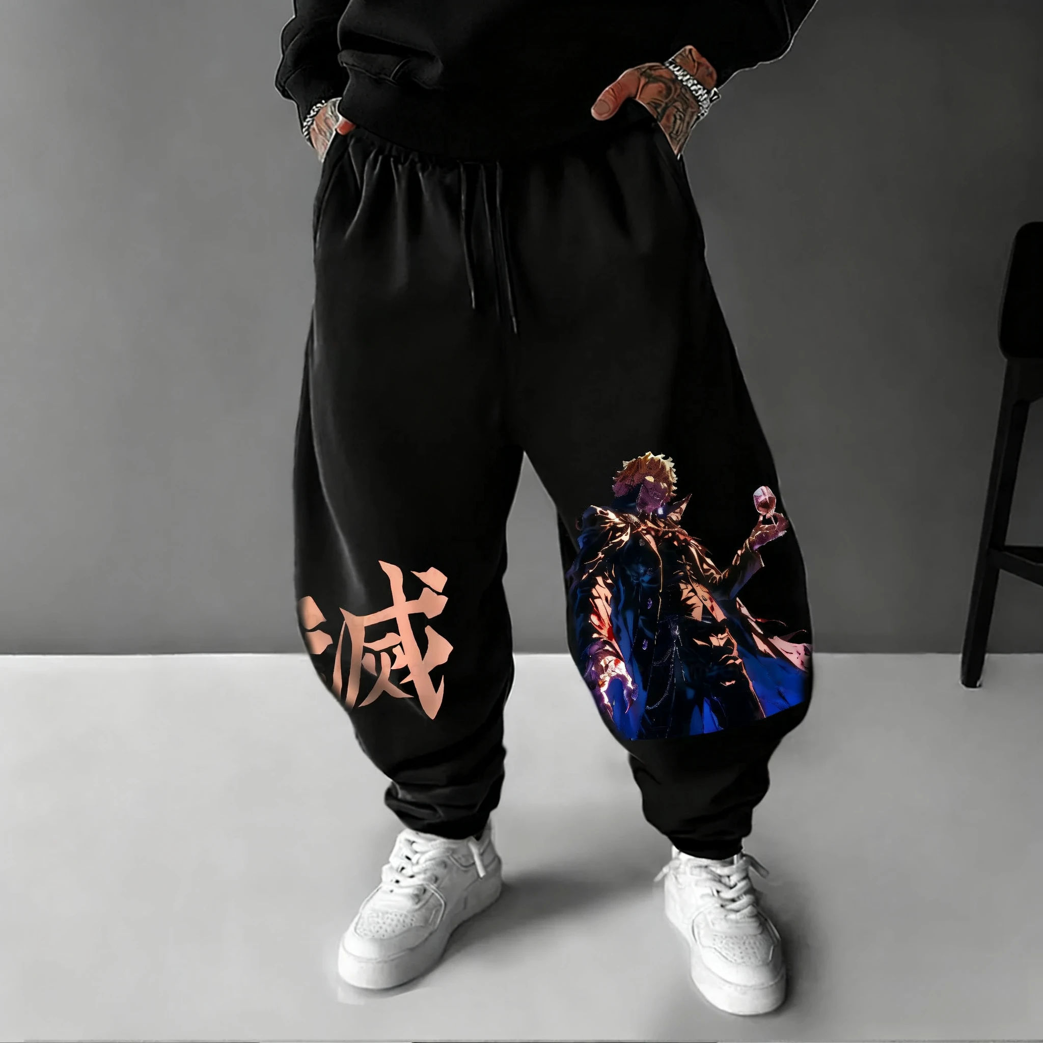 

Demon Slayer Halloween Men's Sweatpants Autumn/Winter New Agatsuma Zenitsu Anime Co-branded Hip Hop Loose Casual Tapered Pants