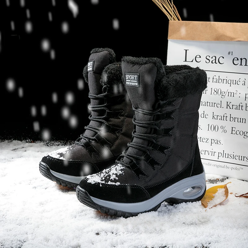 Botas de nieve impermeables para Hombre y mujer, zapatos de senderismo antideslizantes, cálidos, de felpa, informales, para invierno, novedad