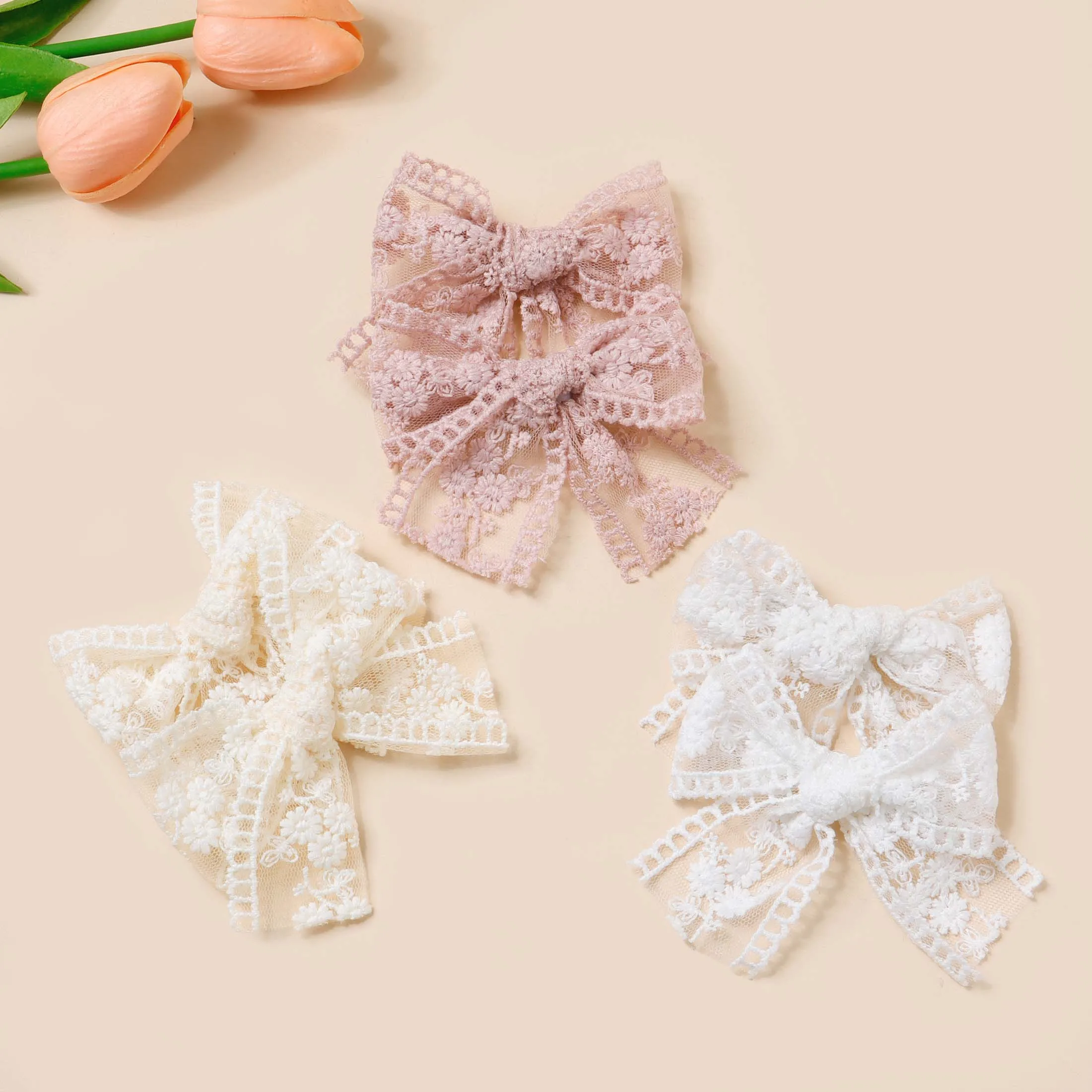 2Pcs/set  Lace Bow Hair Clips for Baby Girl Sweet Bowknot Hairpins Barrettes Handmade Headdress Kids Hair Accessories
