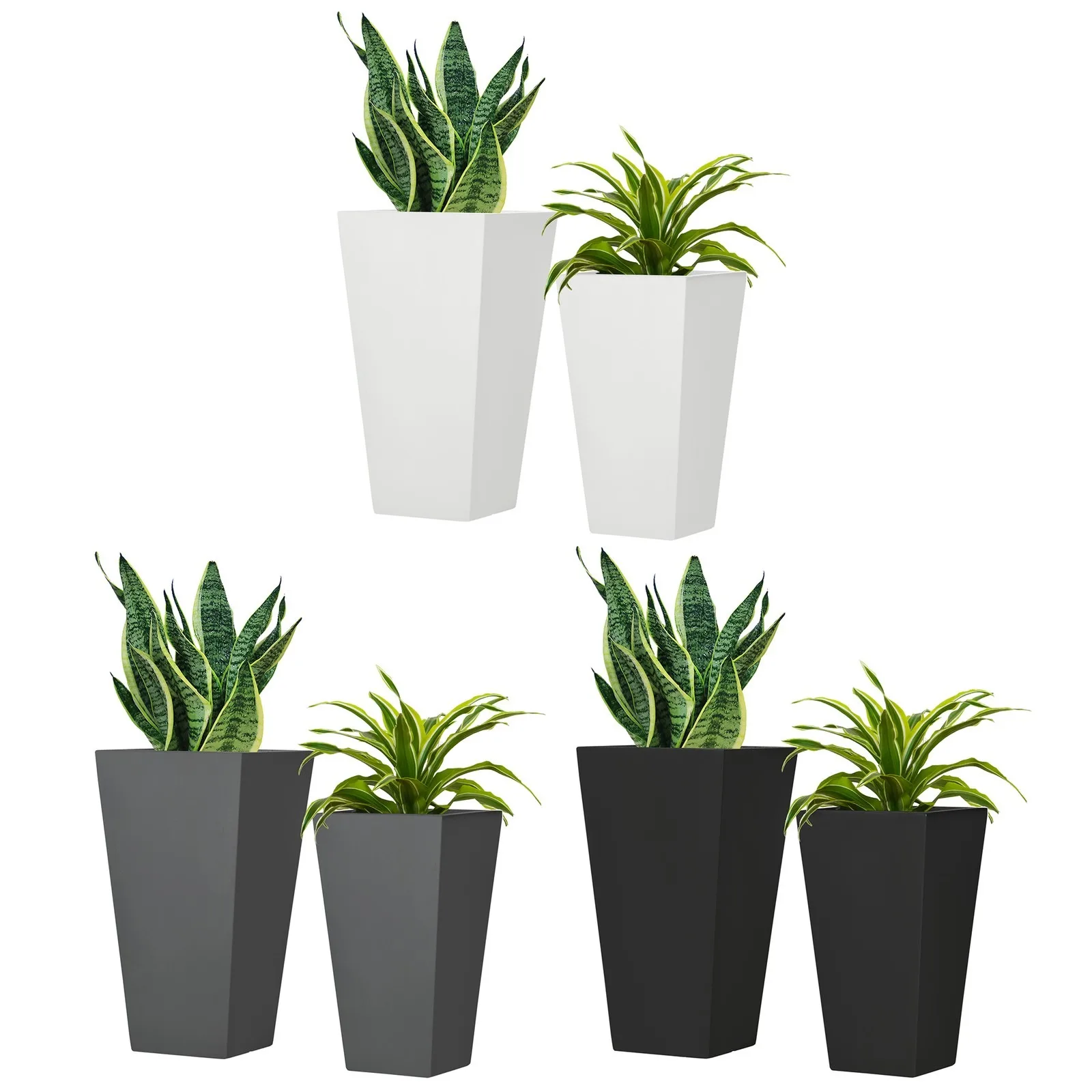 2-Pack MgO Flower Pots with Drainage Hole, Outdoor Planters