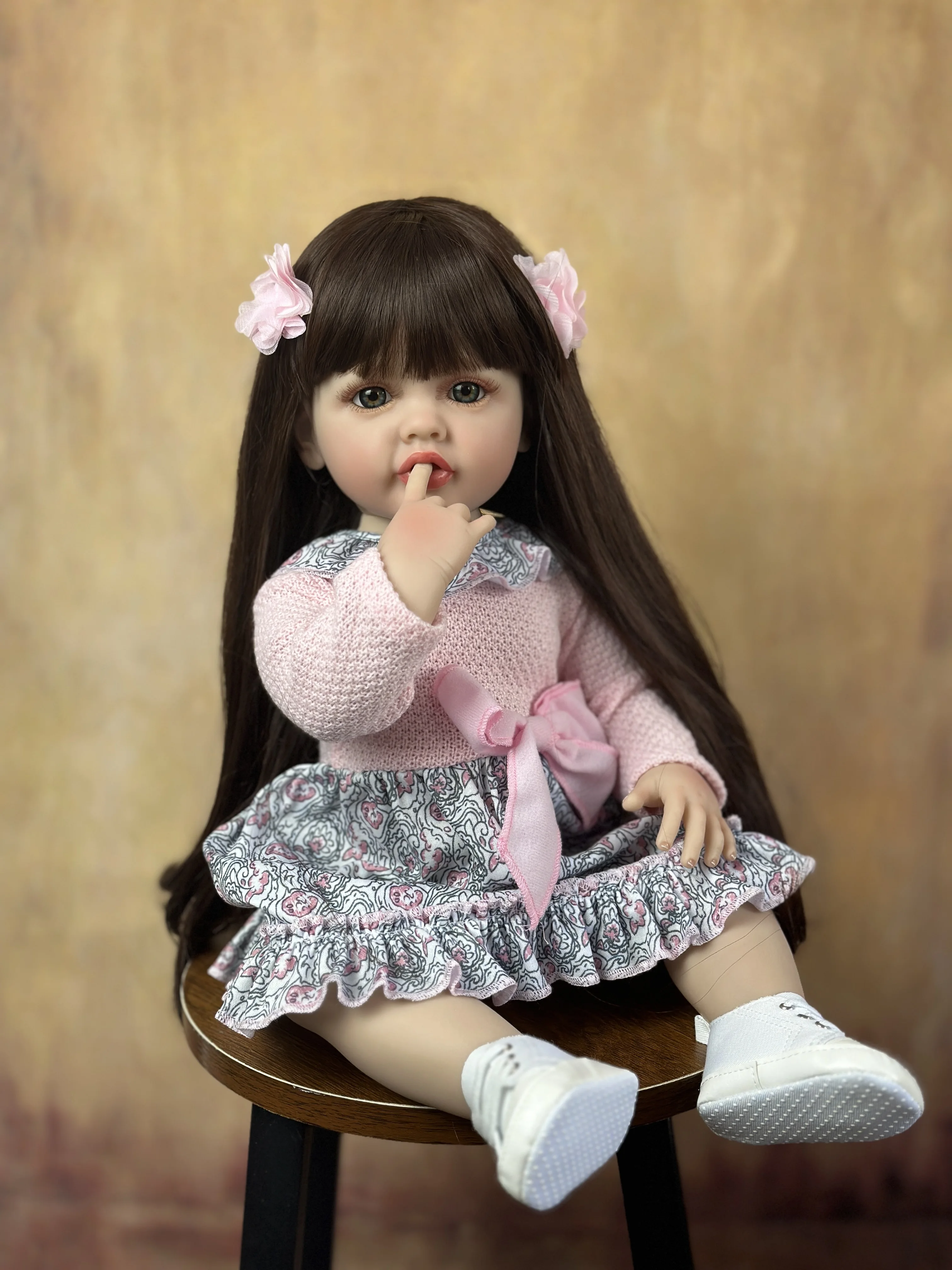 BZDOLL Full Soft Silicone Body Reborn Baby Girl Doll 55cm 22 Inch Realistic Princess Toddler Bebe Bath Toy Birthday Gift