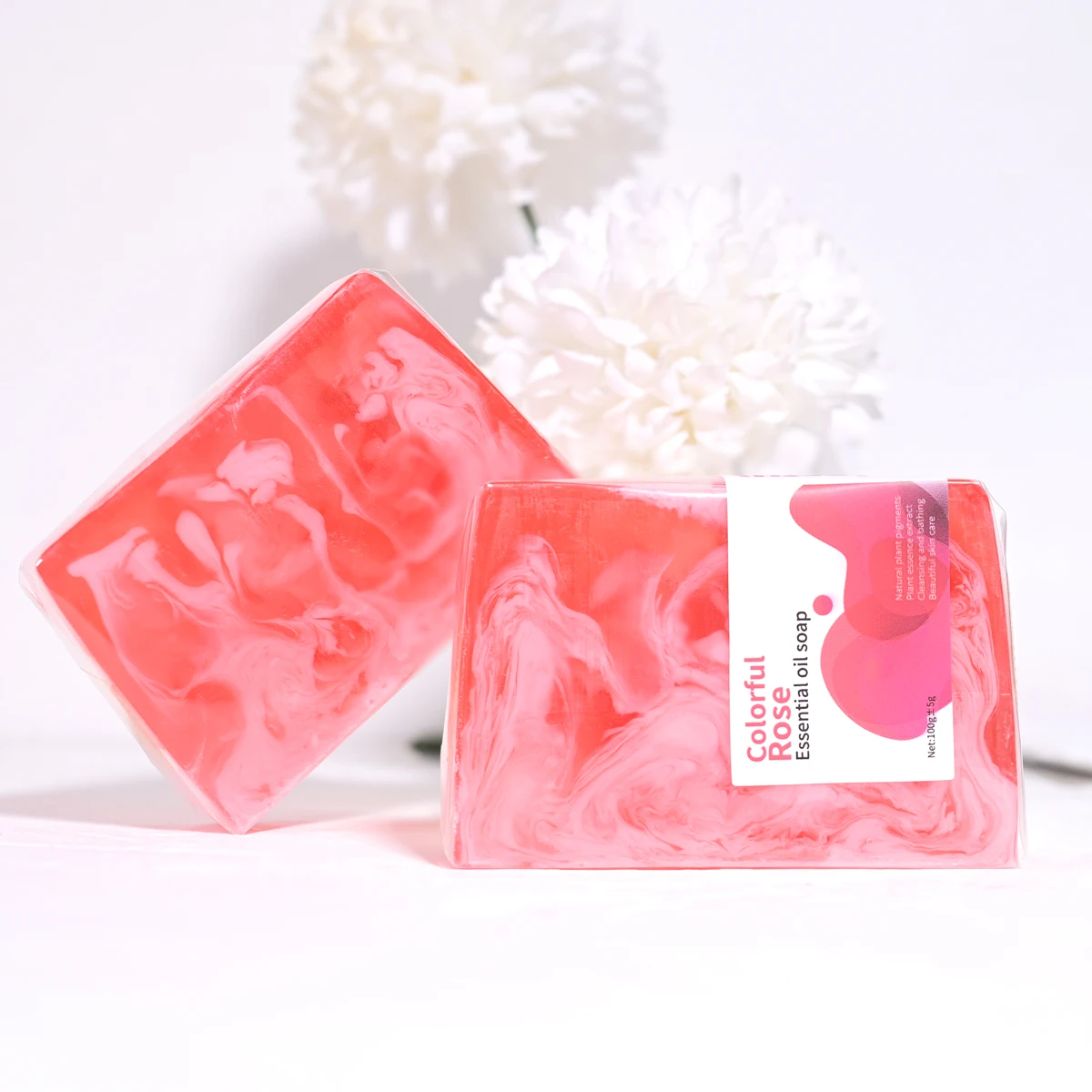 100 جرام صابون تنظيف الورد الملون مرطب للعناية بالبشرة مستخلص الورد الدمشقي صابون الحمام التنظيف
