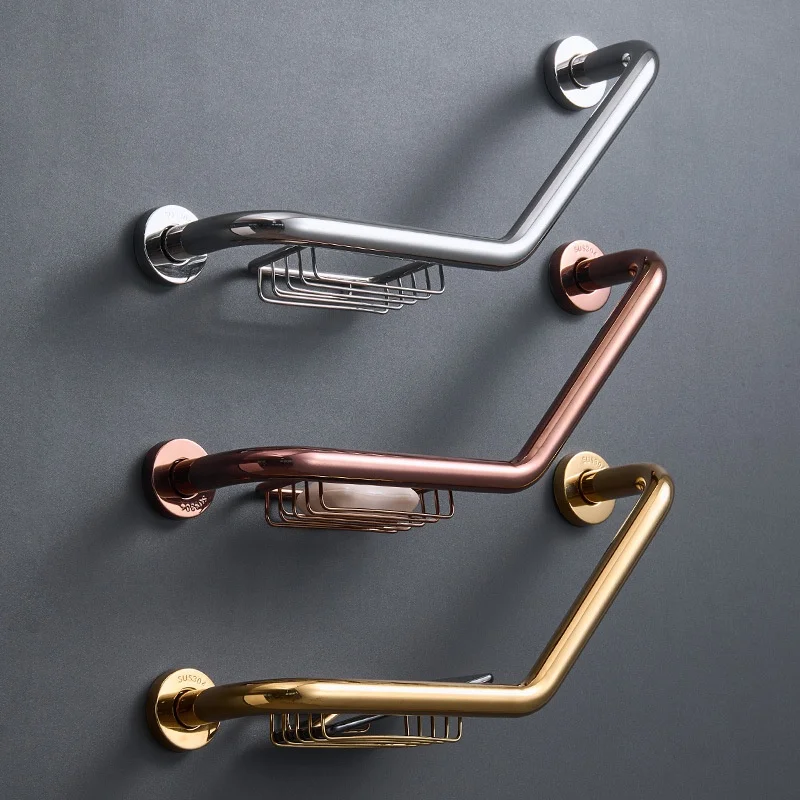 Grab Bar 46CM Bathroom Safety Handrail Rose Gold Bathroom Handrail Gold Safety Bar Handrail Bar Chrome Handrail Stainless Steel