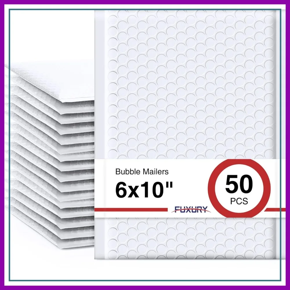 

Padded Bubble Mailers 6x10 Inch White 50 Pack Self-Sealing Envelopes for Small Business