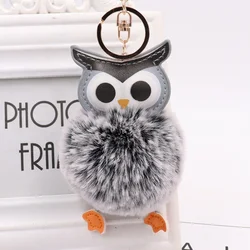 XQFATE Cute Owl Plush Doll Keychain for Women Cartoon Leather Car Pendant Key Ring Bags Mobile Phone Accessories Jewelry Gifts