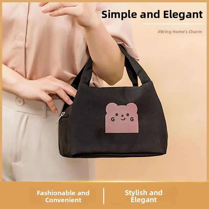 Flat Aluminum Foil Double Handle Lunch Box Bag Portable Bento Bag Insulated Food Packaging Student Elementary School Lunch Bag