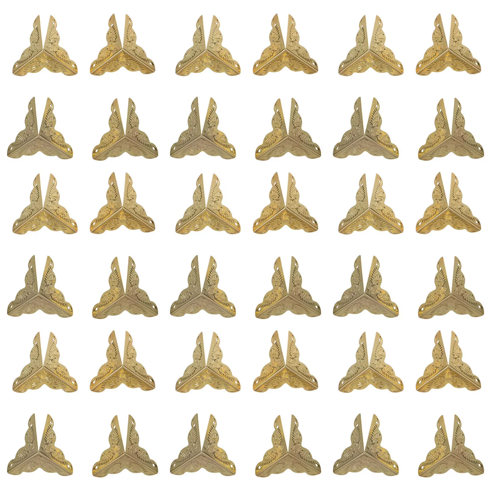 100Pcs Box Corner Guards Vintage Iron Edge Protectors Decorative Furniture Chest Cabinet Corner Brackets Triangle