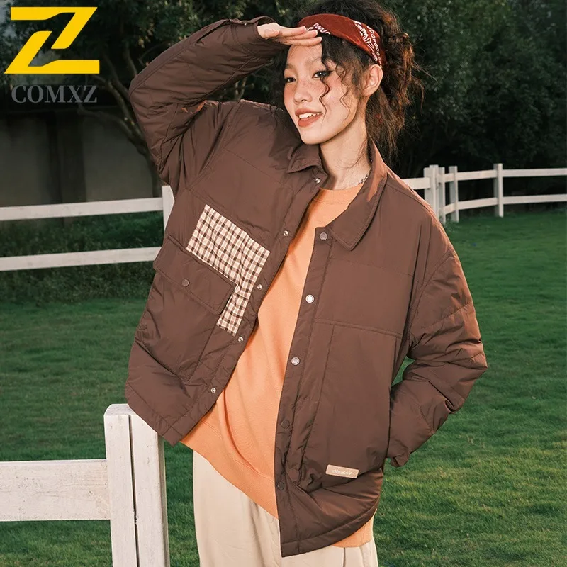 COMXZ Men's Winter Jacket Color Block Style Versatile Design Travel Trip Puffer Jacket Daily Outing Warm Feature Padding Coat