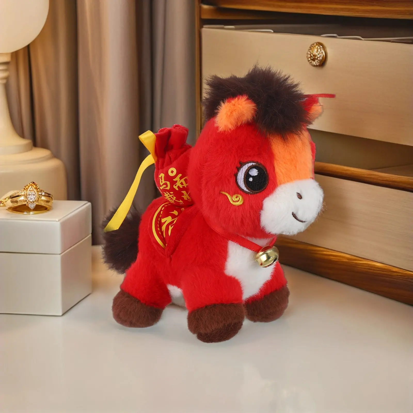 

Lunar New Year 2026 Horse Zodiac Soft Sculpture Celebration Mascot for Tabletop Chair Car Seat Spring Festival Decor Lucky