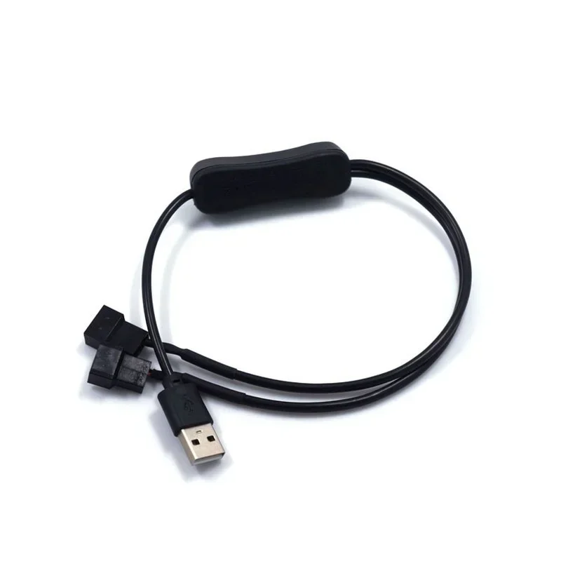 1 To 2 4Pin USB Cable 12V To 5V Computer Case Fan Power Supply Fan Adapter Cable with 501 on Off Switch