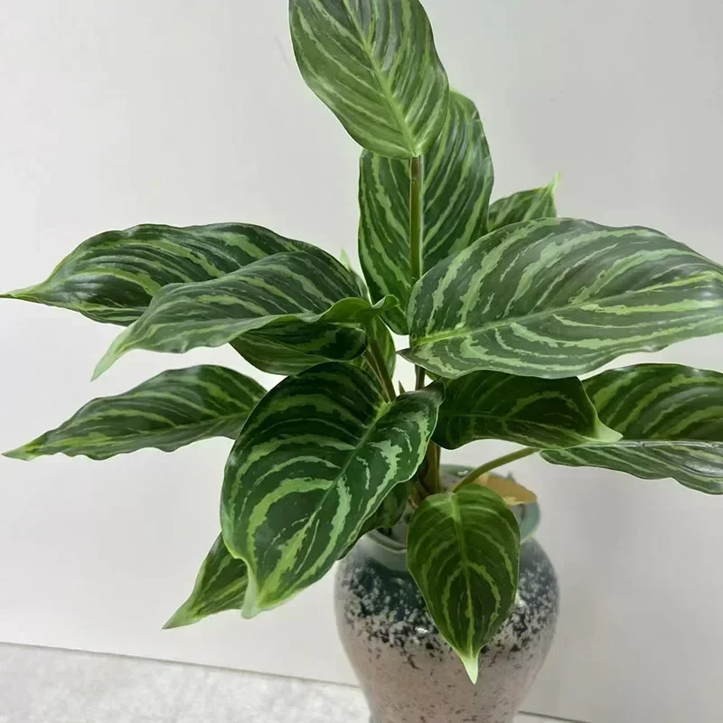 15 Zoll große künstliche Pflanze, tropischer Monstera-Palmenzweig, künstliches Schildkrötenblatt, künstliche Plastikpalme für Haus, Garten, Bürodekoration – Detail 8