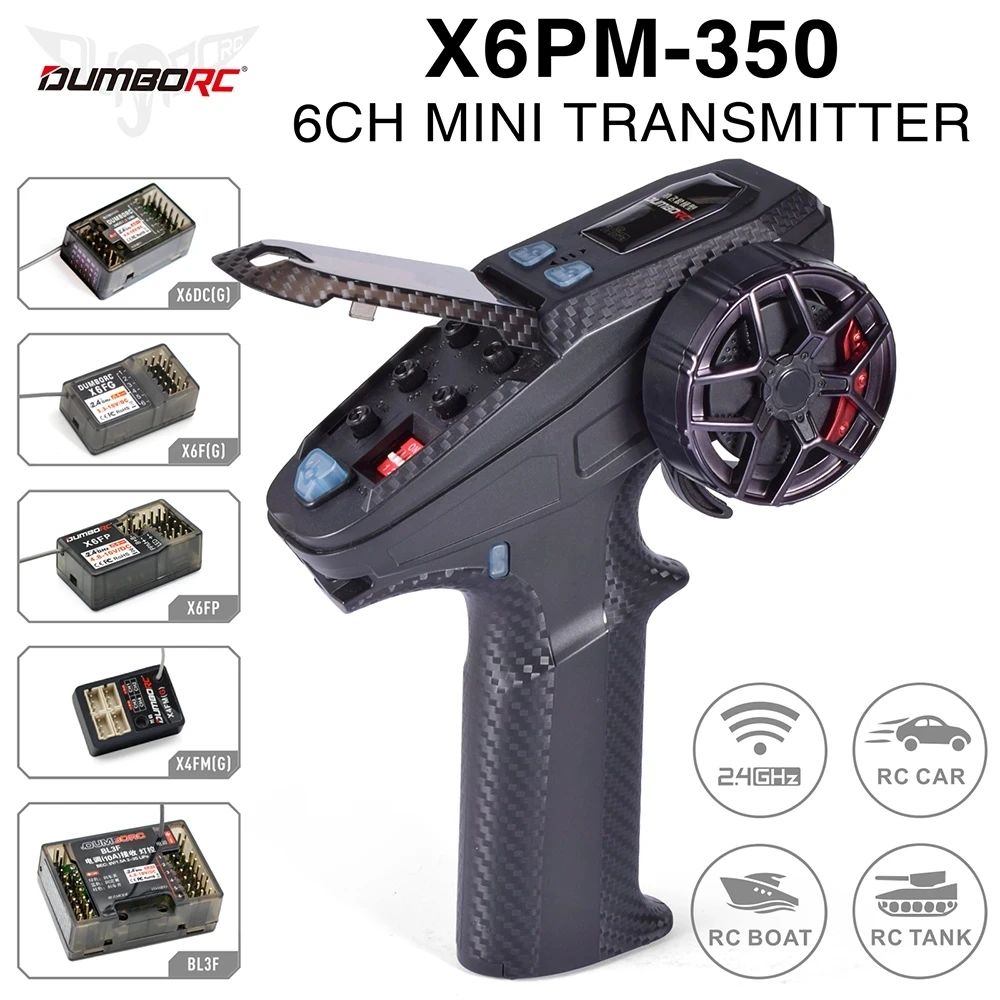 DUMBORC X6PM-350 RC Transmitter and Receiver Kit BL3F/X6FG/X6FP/X4FMG 2.4GHZ RC Controller 6CH Gyro Universal RC Car