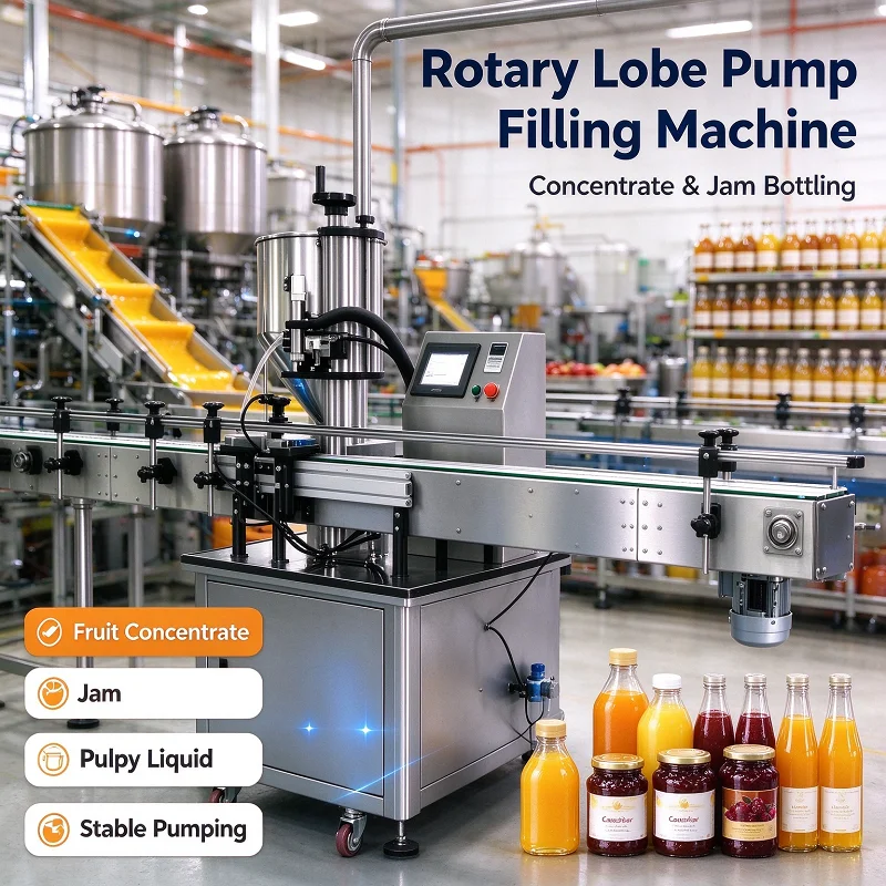 Liquid Filling Machine Automatic Rotary Lobe Pump CIP Cleanable for Paste Cream Honey Ketchup Bottle Barrel Customizable