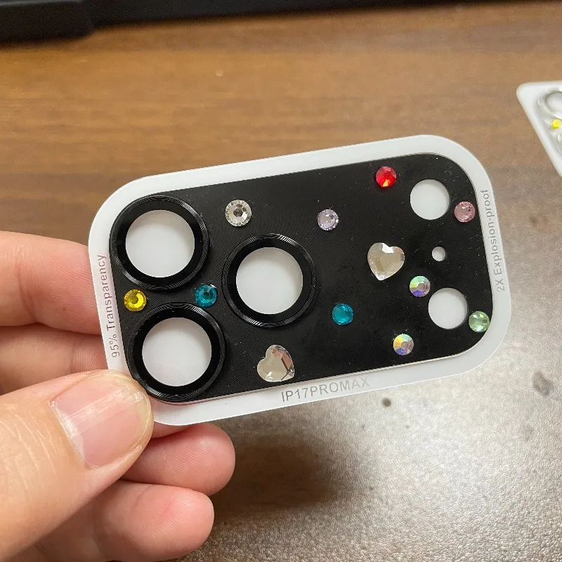 الإبداعية اليدوية حجر الراين DIY عدسة الكاميرا فليم غطاء آيفون 17 برو ماكس سبيكة حلقة HD تعريف غطاء حماية عدسة زجاجية