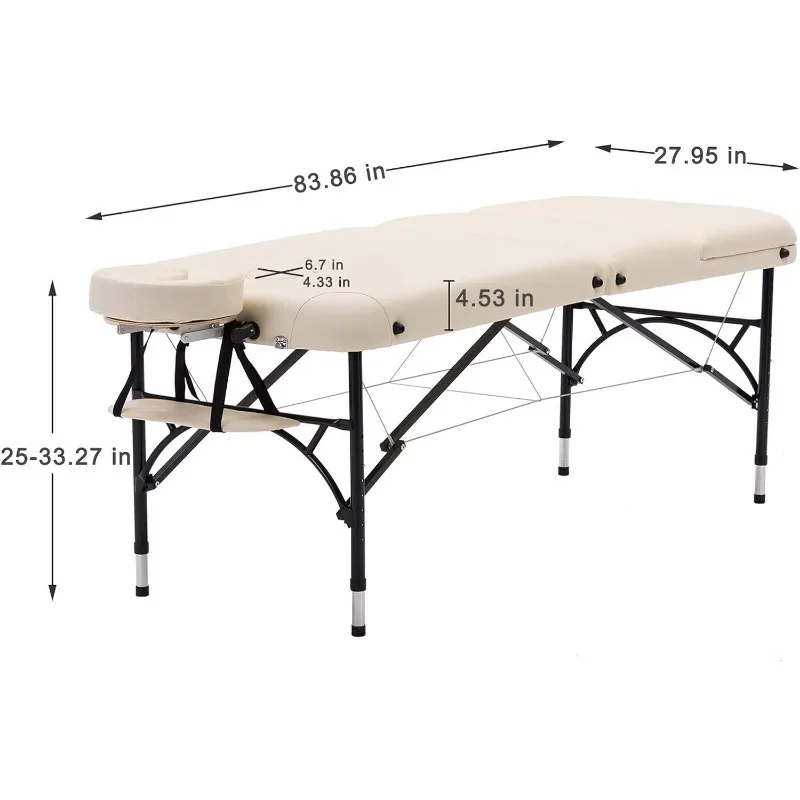 Mesa de masaje portátil y ligera para el hogar y la Oficina, cama de tatuaje para Spa, Salón Facial, plegable, con pierna de aluminio, 28 "de ancho, 3