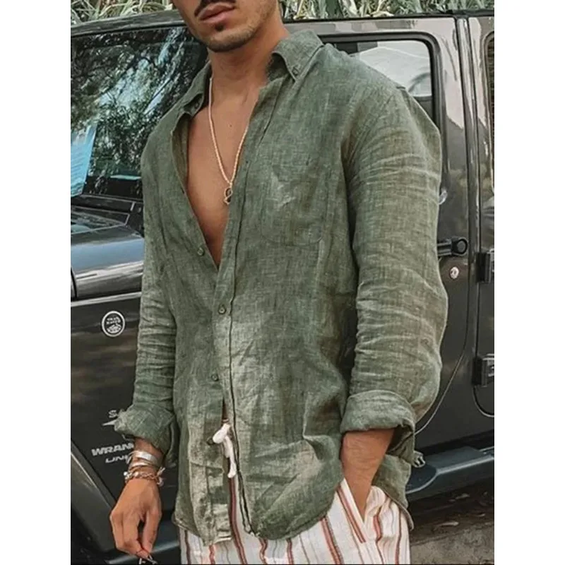 

Men's Shirt Long Sleeve Regular Fit Men Casual Oversized Loose Single Breasted Shirt Leisure Spring Summer Male Blouse Shirt
