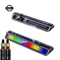 Car Dashboard Perfume Fragrance Spray RGB Colorful Music Pickup LED Strip Roller type Temporary Parking Plate 3in1 Multifunction