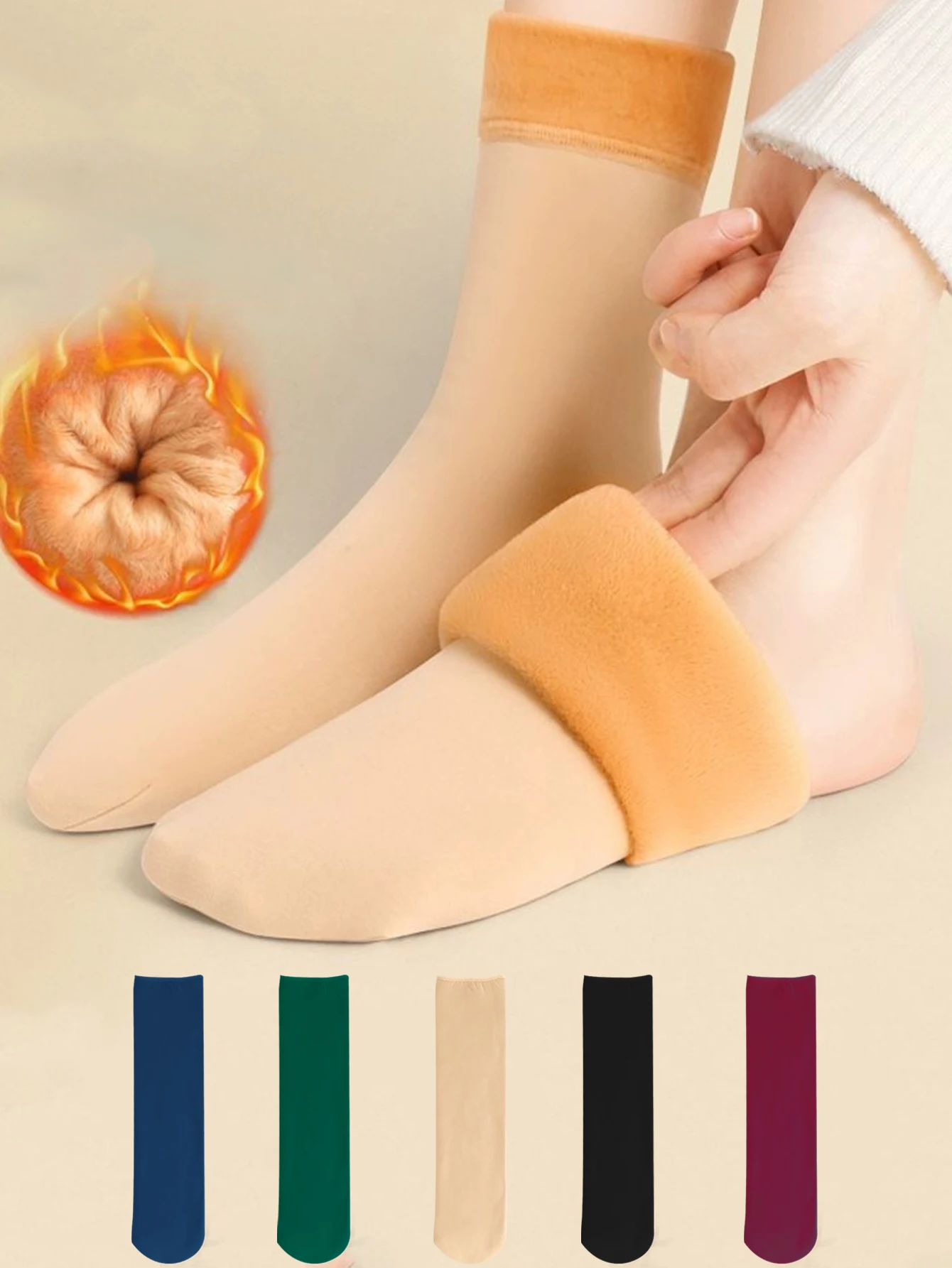 

Женские зимние утепленные короткие носки, однотонные мягкие повседневные домашние напольные кальцетины, шерстяные кашемировые носки против холодного снега
