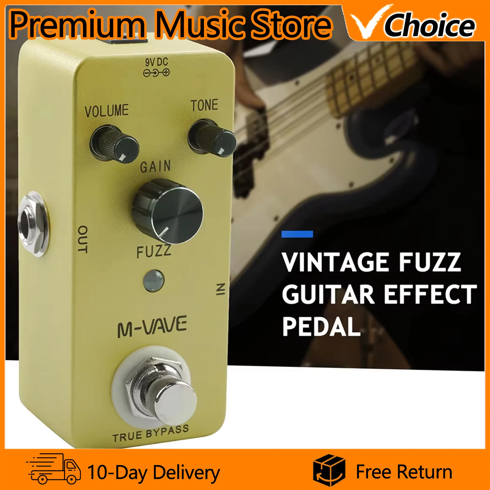 M-VAVE Guitar Effect Pedal FUZZ Pedal Vintage Fuzz Effect True Bypass  Zinc Alloy Shell Electric Guitar Accessories Parts