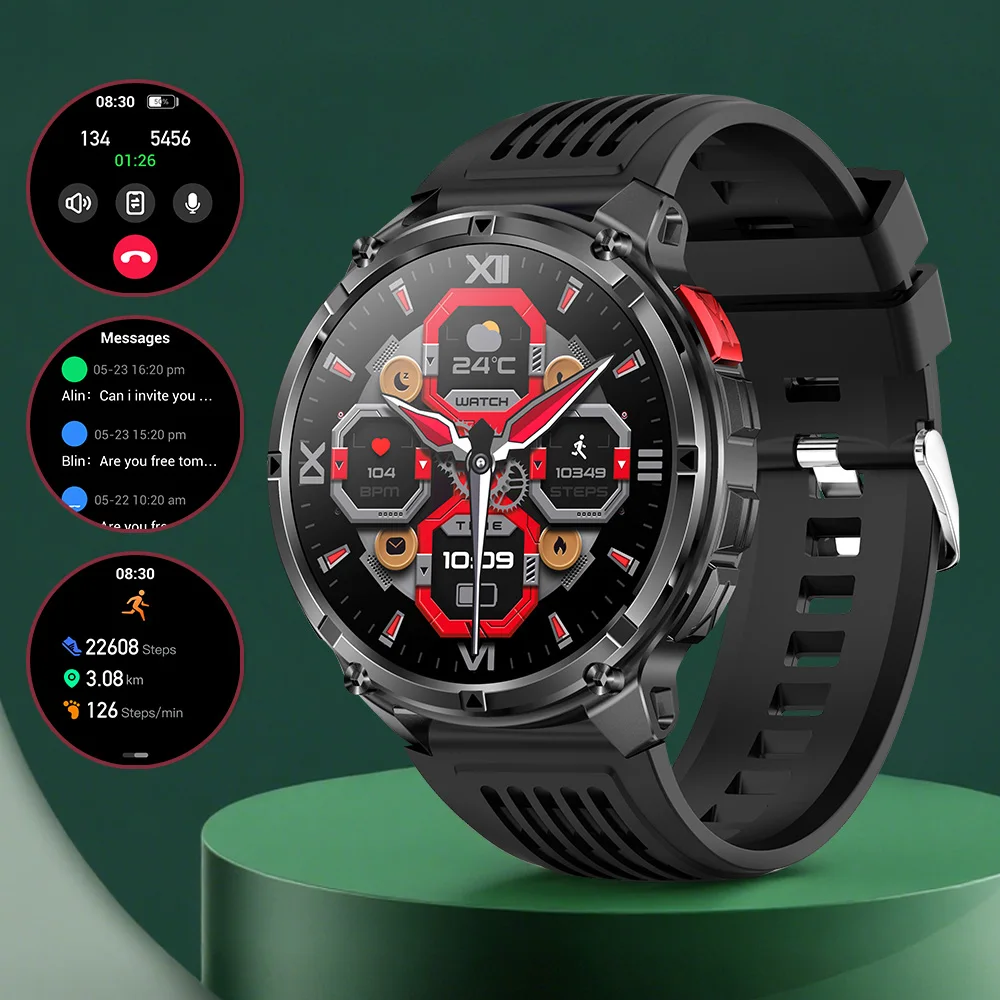 

Yoateo Outdoor Sports Smart Watch Men 1100mAh Large Battery Bluetooth Call Compass Waterproof Sports Health Smart Watch 2025