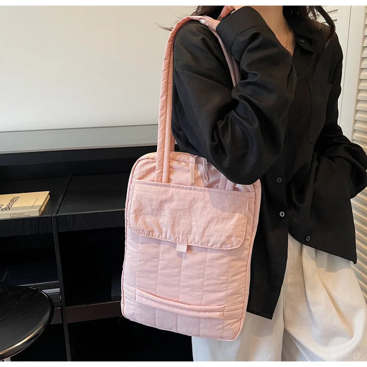 

Single-shoulder computer bag, multi-functional tote bag, simple commuting laptop storage protective bag for women