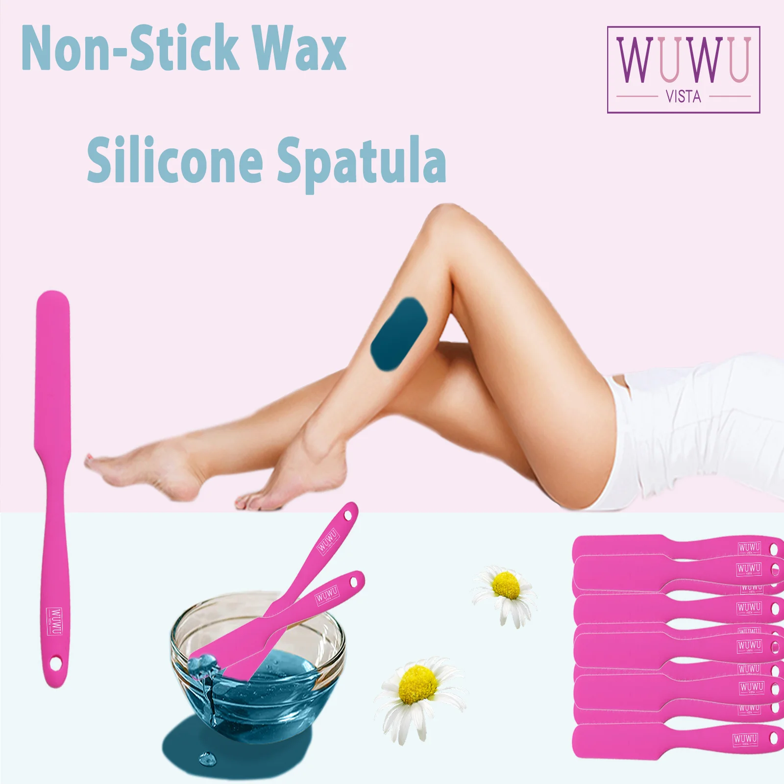 WUWUVISTA-espátula de silicona para cera antiadherente, accesorios para depilación, raspador de cera para depilación de área grande fácil de limpiar