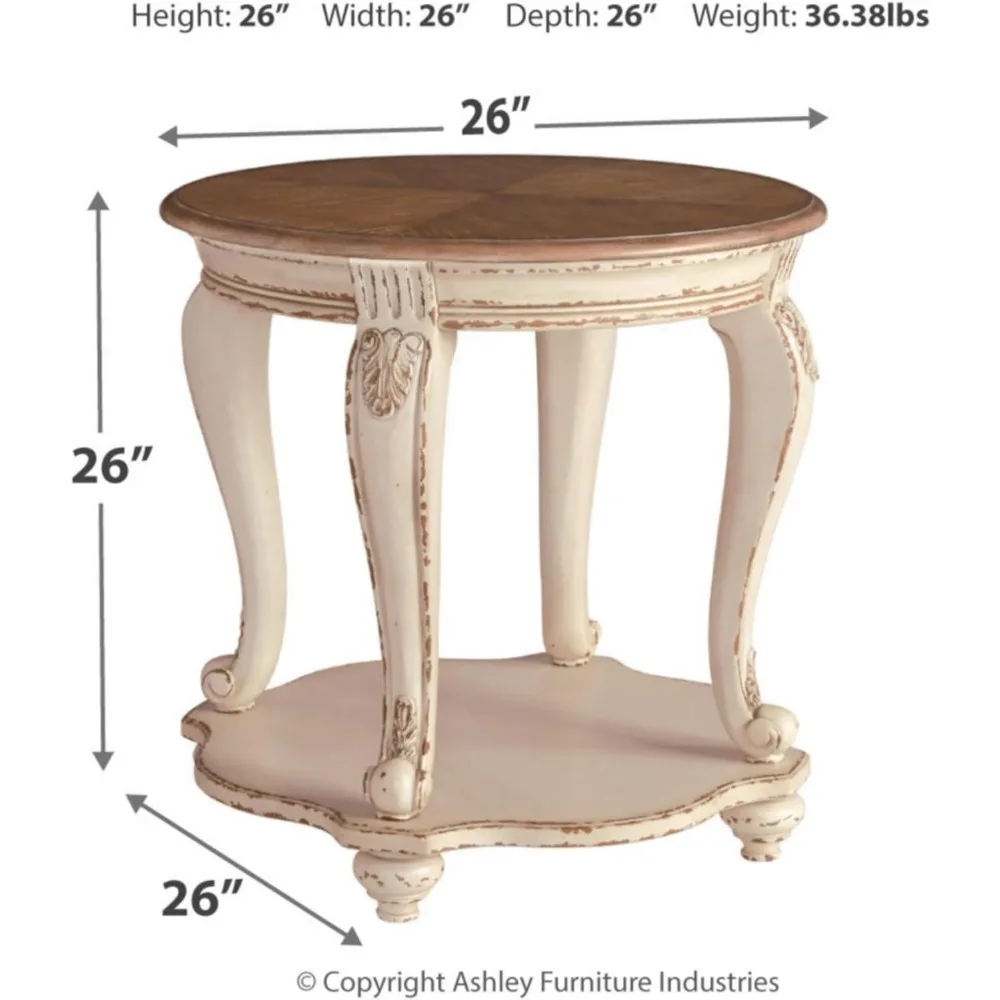 Frans Land Twee Toon Ronde Eindtafel, Afgestoken Wit