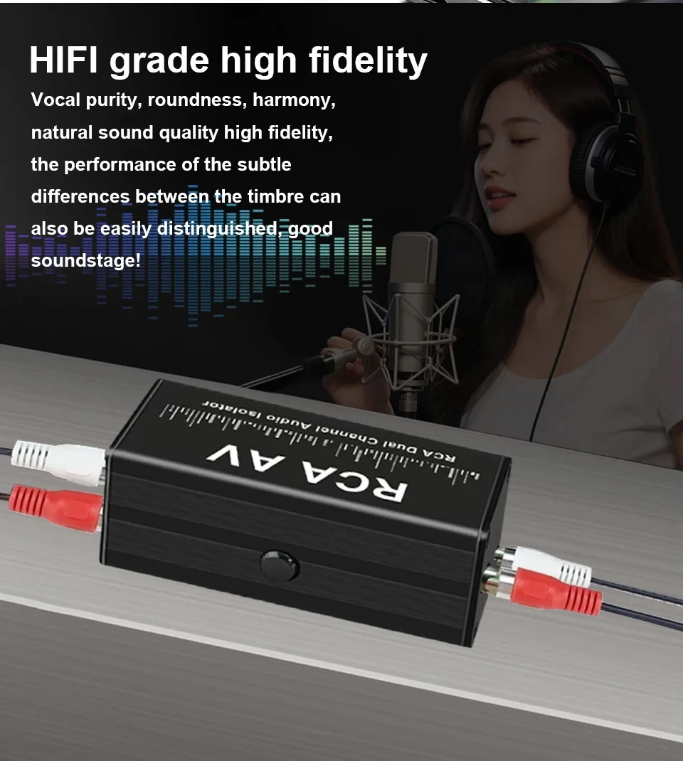 Auto-Audio-RCA-Audioisolator, Audio-Looping-Isolator, Stromgeräuschunterdrücker, Rauschunterdrückung, Common-Ground-Filter, 1 Stück – Detail 9