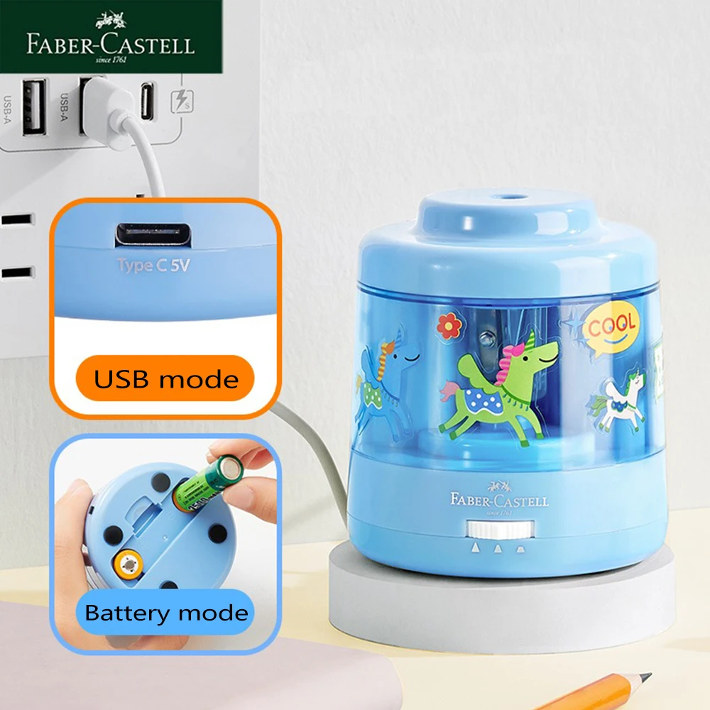 1PC FABER－CASTELL Electric Pencil Sharpener Student Specific Stationery 5-second Speed Cutting Kawaii School Stationery