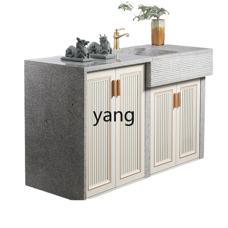 

Yjq Courtyard Outdoor Kitchen Work Outdoor Console Marble Wash Basin Integrated Pool Cabinet Washing Basin