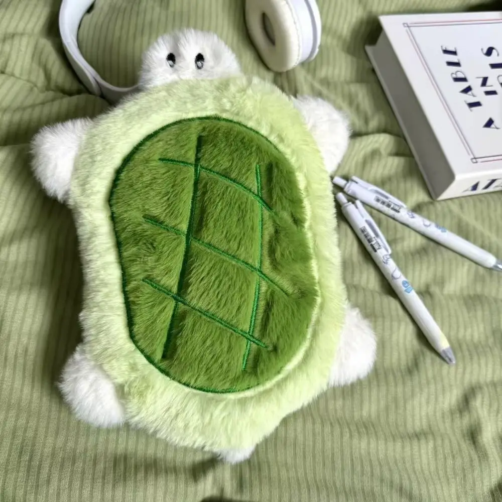 Large Capacity Little Turtle Pencil Case Portable Zipper Cartoon Cosmetic Bag Plush Comfortable To Touch