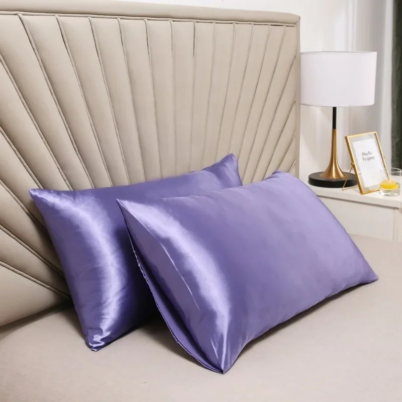 Taie d'oreiller en satin soyeux, housse de coussin confortable, décoration d'intérieur, beauté des cheveux, 100%