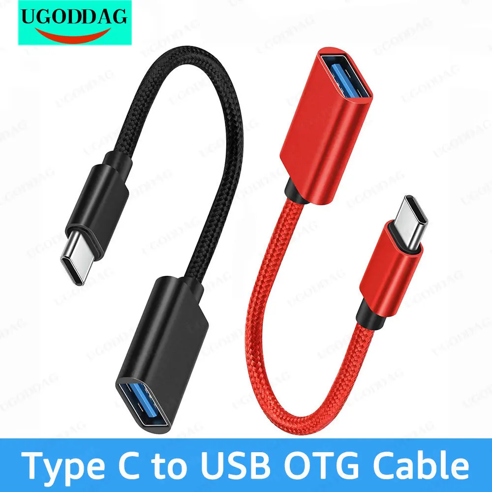 Tipo C para USB OTG cabo adaptador, macho para fêmea conversor, Xiaomi, Samsung, MacBook Pro