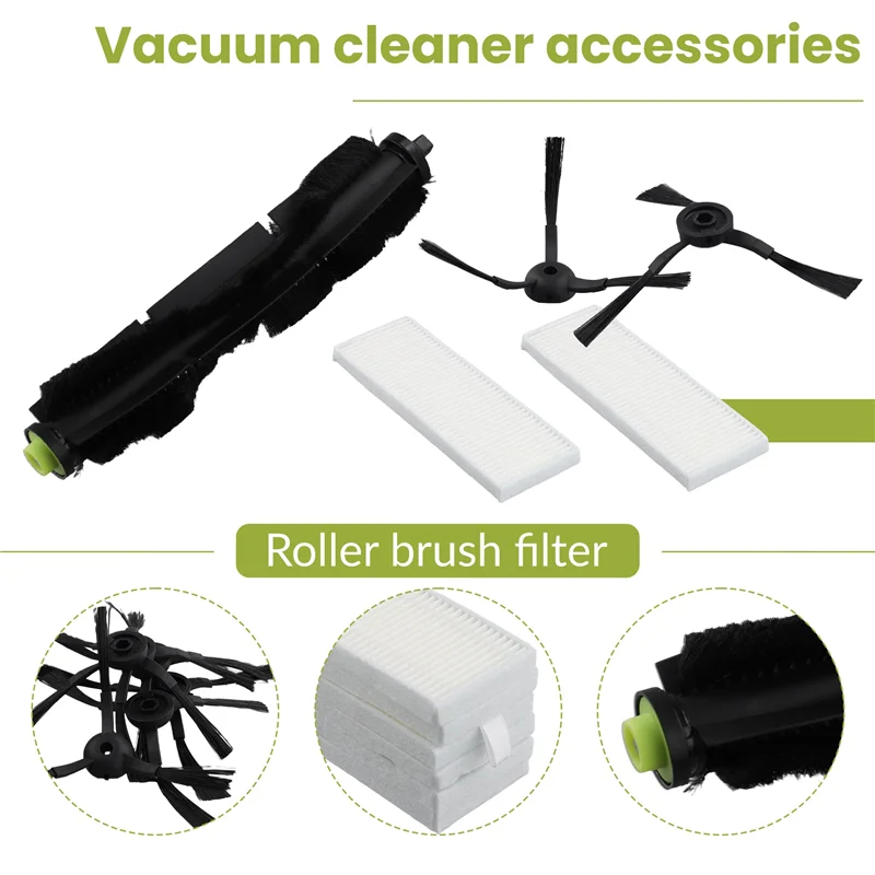 -A12R 13Pcs Roller Brush Filter Side Brush Replacement Parts For Qihoo 360 S10 X100 Max Robotic Vacuum Cleaner