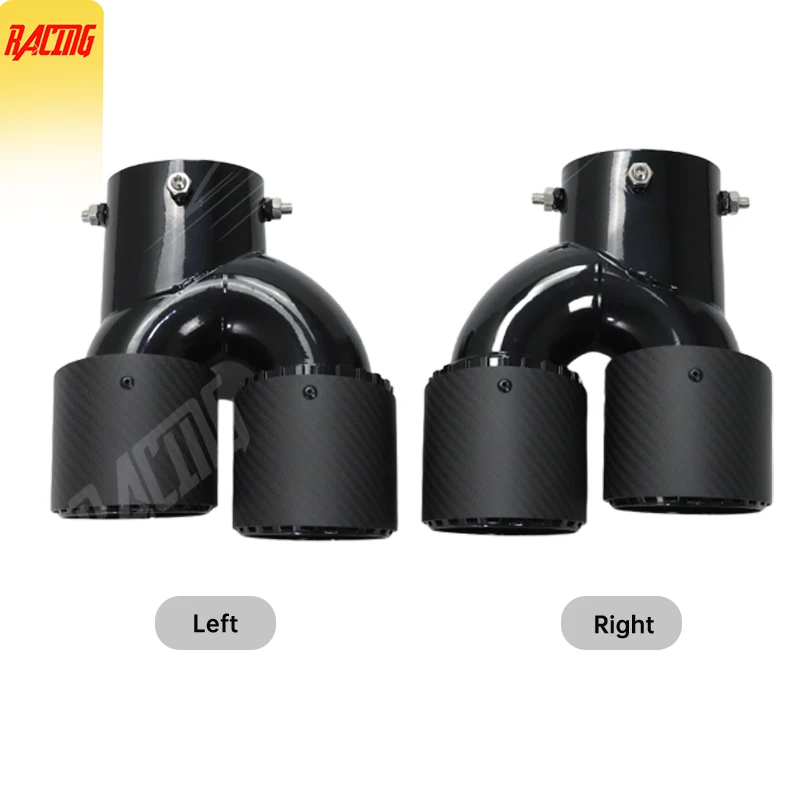 1 Piece Carbon Fiber Dual Outlet Tail Tips Used for Universal Automobile Muffler Exhaust Tips For BMW G28 Upgrade Modification