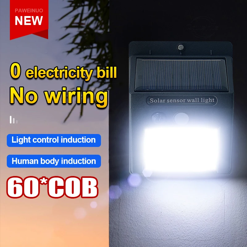 10000 Lumens LED High Power Outdoor Solar Light 60 COB Waterproof Garden Yard Decorative Light Street Corridor Emergency Light