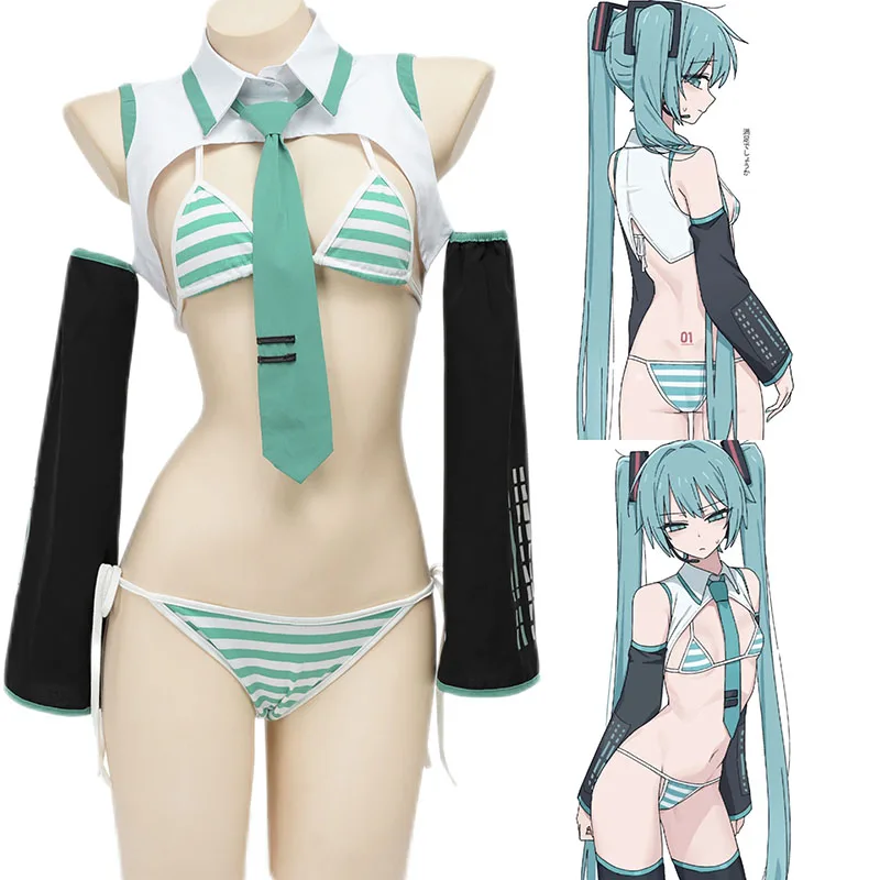 

Hatsune Miku Sexy Miku Cosplay Miku Formula Suits Cosplay Costume Girl Snow Christmas Roleplay Uniforms Blue Bikini Lingerie ﻿